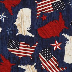 Let Freedom Ring United States of America Navy Wood Fabric by Timeless Treasures