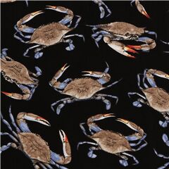 Watercolour Crab on Beach Fabric by Timeless Treasures