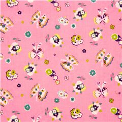 Tissu en coton rose avec des fleurs et papillons multicolores Tissu par Liberty Fabrics