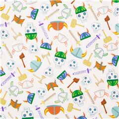 tessuto bianco armi vichinghi teschi Tessuto di Quilting Treasures