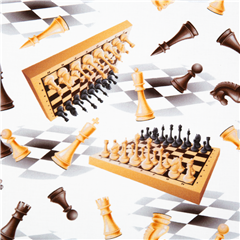 Tumbling Chess Boards Game Pieces Fabric by Robert Kaufman