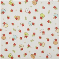 Wei� Kokka Gaze Stoff Erdbeeren Sumikko Gurashi Japan Stoff von San-X