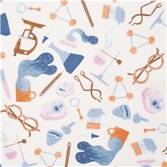 Tela algod�n blanco utensilios ciencia laboratorio qu�mica Tela de Dear Stella
