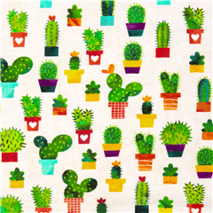 Cactus Heart House Plants Stretch Fabric by Robert Kaufman