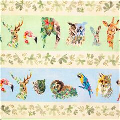 Toque De Naturaleza Raya Con Cabeza De Animal Tela de Michael Miller