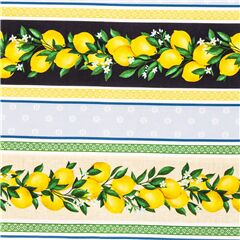 Tela de rayas azul beis verde limones amarillos (Retazo)