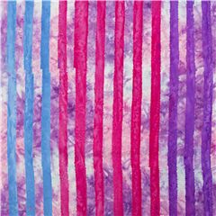Tela batik de rayas sarong artesanal en algod�n p�rpura rosa azul deste�ido Tela de Michael Miller