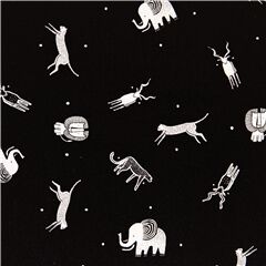 Tela negra de EE. UU. con animales blancos dibujo r�stico �tnico Tela de Dear Stella