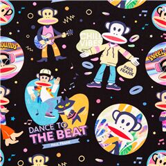 Tela negra algod�n con Julius the Monkey mono m�sico Paul Frank Tela de Michael Miller