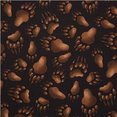 Brown Paw Prints Bear Wolf Foot Wildlife Fabric by Elizabeth's Studio