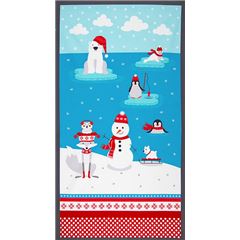 Winter Animals Ice Fishing Snowman Fabric by Robert Kaufman