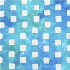 Tela azul vivo sarong estilo batik con cuadros blancos cubitos en algod�n Tela de Michael Miller