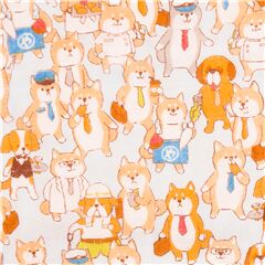 Japoneses Kawaii Perros Lindos Van Al Trabajo Tela de Cosmo