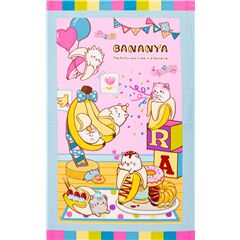 Tela con panel de colores y fiesta de Bananya el gato que vive en un pl�tano Tela de Japanese Indie