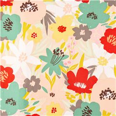 Tela EE. UU. grandes flores rojo blanco verde amarillo Tela de Alexander Henry