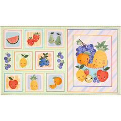 Frutitas Adorables Frutas Coloridas Y Sonrientes Panel Tela de Michael Miller