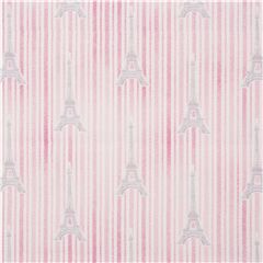 Tela algod�n rayas rosa claro Par�s torre Eiffel Tela de Michael Miller