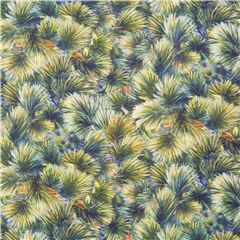 Densely Packed Pine Needle Tree Foliage Fabric by Elizabeth's Studio