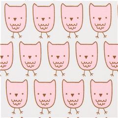Penned Pals Cute Pink Owl Fabric by Robert Kaufman