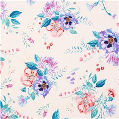 Tela algod�n crema lluvia de ramos flores silvestres Wild Bouquet Tela de Michael Miller