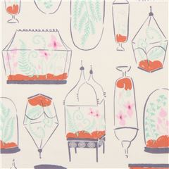 Tissu cr�me avec des plantes, des fleurs, des terrariums Tissu par Dear Stella
