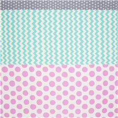 Tela franjas oxford algod�n crema lunares rosas zig zag azul Tela de Kokka