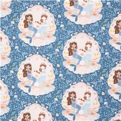 Tissu bleu fonc� avec des sir�nes et des d�cors oc�aniques Tissu par Dear Stella