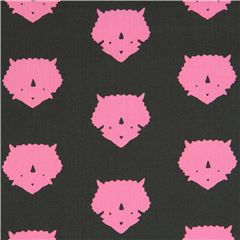 Dark Green Pink Triceratop Dinosaur Head Fabric by Art Gallery Fabrics