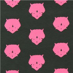 Dark Green Pink Triceratop Dinosaur Head Fabric by Japanese Indie Fabric by Art Gallery Fabrics