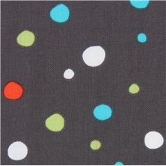 Tela gris oscuro con lunares de colores Tela de Michael Miller