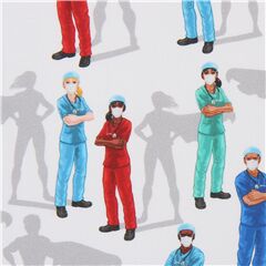 Frontline Heroes Doctor Nurse in Scrubs Fabric by Robert Kaufman