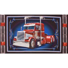 tessuto camion rosso brillante cotone USA pannelli grandi Tessuto di Quilting Treasures