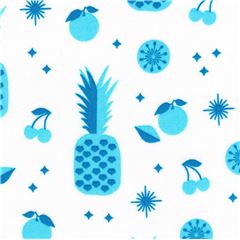 Retro Graphic Fruit in Blues Fabric by Robert Kaufman Remnant (Remnant)
