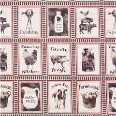 tela algod�n crudo recuadros animales de granja envases cestas Tela de Michael Miller