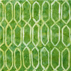 Tela algod�n estilo sarong batik reja hexagonal pol�gonos ikat verde despintado Tela de Michael Miller