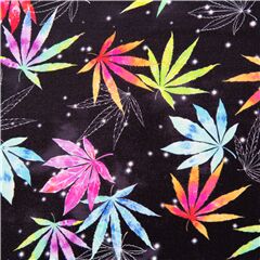 Tela hojas algod�n negro estampado de colores Tela de Michael Miller