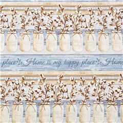 tessuto marrone chiaro pannelli di legno cotone vasetti Tessuto di Timeless Treasures