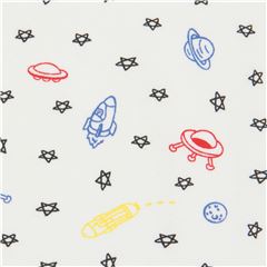 Arte Lineal Estrellas Naves Espaciales OVNI Estiramiento Tela de Japanese Indie