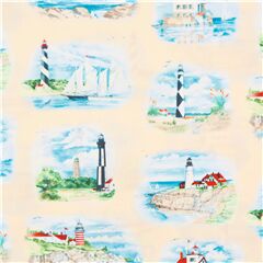 Seaside Light House Beacon Scenery Fabric by Elizabeth's Studio