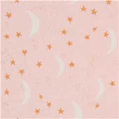 Lambkin Peachy Moons and Stars Stretch Fabric by Art Gallery Fabrics