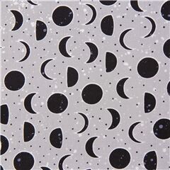 Tela gris fases de la luna algod�n astronom�a noche lunar Tela de Michael Miller