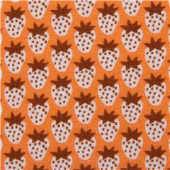 Orange Mini Simple Strawberries Stretch Fabric by Robert Kaufman