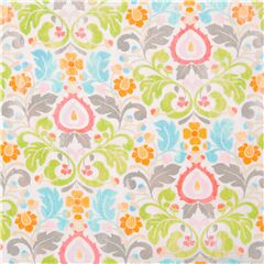 Tela floral retro algod�n follaje ornamental de colores Tela de Michael Miller