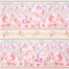 Tela pastel algod�n a rayas flores rosas hadas mariposas hojas Tela de Michael Miller