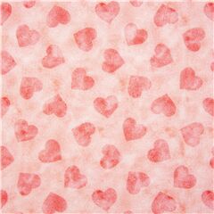 Tela de algod�n rosa salm�n lluvia de corazones efecto sello Tela de Michael Miller