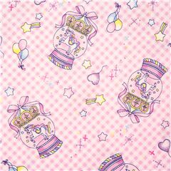 Tela cuadros algod�n rosa con purpurina bolas de unicornios estrellas fugaces Tela de Japanese Indie