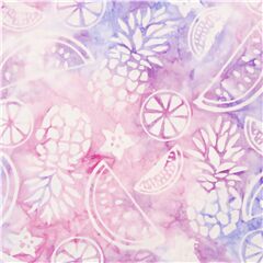 Tela algod�n batik sarong estampado estilo deste�ido fruta tropical rosa p�rpura Tela de Michael Miller