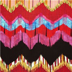 Tela algod�n franjas zig zag sarape colores azul negro rosa de flecos M�xico Tela de Alexander Henry