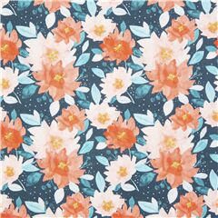 tessuto blu scuro neve stelle Natale fiori rossi bianchi Tessuto di Dear Stella
