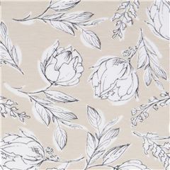 Beige Toile De Jouy Illustration Flowers Stretch Fabric by Art Gallery Fabrics